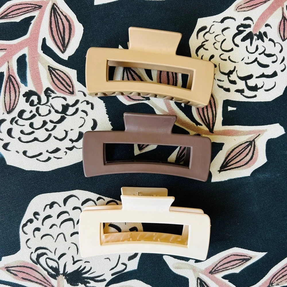 Nude Colored Rectangle Claw Clip Set of Three